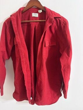 L.L.Bean Men's Red Cotton Button-Up Shirt